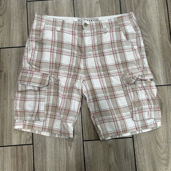 Old Navy Mens Cargo Shorts 36 Gingham Plaid Preppy Outdoor 10" Inseam High Rise - Picture 1 of 10